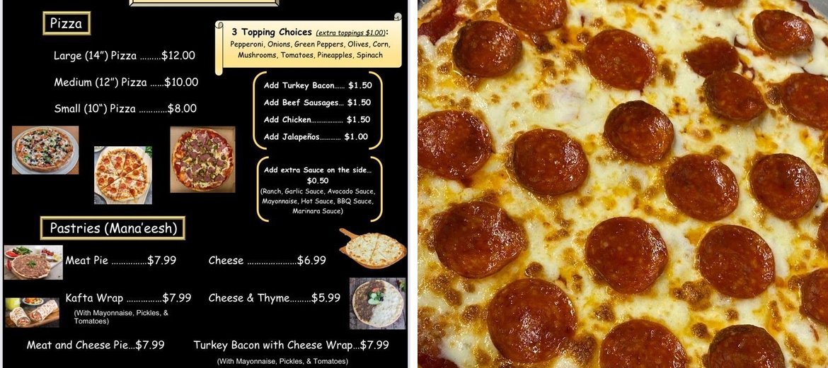 Le Beirut Pizza Menu